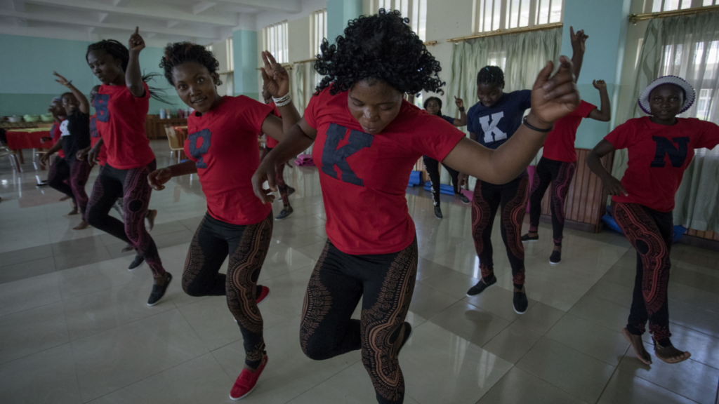Women participate in dance therapy as part of Panzi's psychosocial pillar.